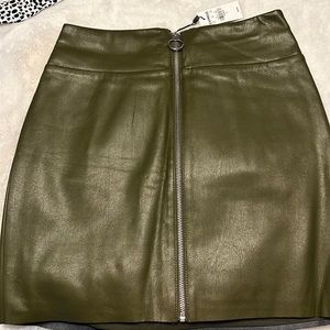 Green faux leather skirt
